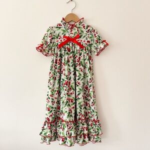 ONLY LITTLE ONCE EUC Classic Christmas Holly Ruffle Nightgown